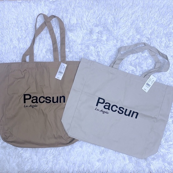 (Set of 2) PacSun Los Angeles Tote Bag Brown and Tan - Picture 1 of 9